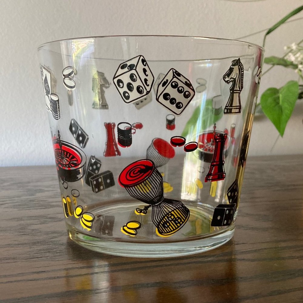 Vintage * Glass Casino Theme Bowl - Picture 2 of 6
